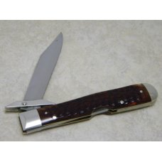 Case XX USA 10 Dot (1970) Pretty Bone 6111 1/2 Swing Guard Cheetah Pattern Lockback Knife