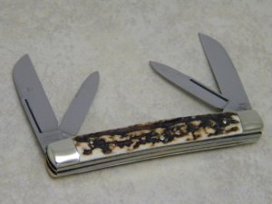 Hen & Rooster Gutmann Solingen Germany Genuine Stag Large 4 Blade Congress Knife 