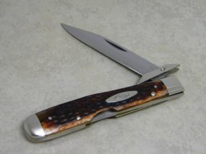 Case XX USA 8 Dot (1972) Pretty Bone 6111 1/2 Swing Guard Cheetah Pattern Lockback Knife