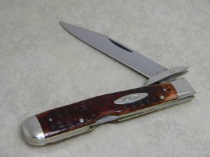 Case XX USA 7 Dot (1973) Pretty Bone 6111 1/2 Swing Guard Cheetah Pattern Lockback Knife