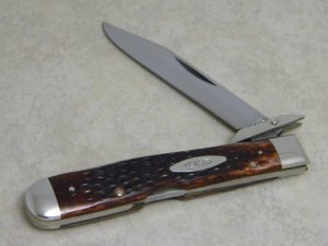 Case XX USA 4 Dot (1976) Pretty Bone 6111 1/2 Swing Guard Cheetah Pattern Lockback Knife