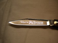 FIGHT'N ROOSTER - Frank Buster Long Pull Stockman Knife - Bone Handles - Circa 1984-1991 - Uncarried