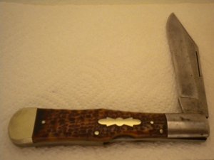 Miller Bros Cutlery Co. - Long Pull Lock Back Folding Hunter - Bone Handles - Circa 1872-1926