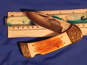 Vintage Parker IMAI K-539 Lockback Hunter/Hunting Knife with a Grizzly Bear Blade Etch: Serial #482