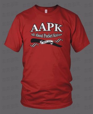 Red All About Pocket Knives (AAPK) T-Shirt - High Quality 6 oz. Heavyweight Cotton