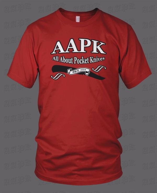 Red All About Pocket Knives (AAPK) T-Shirt - High Quality 6 oz. Heavyweight Cotton