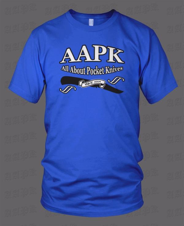 Blue All About Pocket Knives (AAPK) T-Shirt - High Quality 6 oz. Heavyweight Cotton