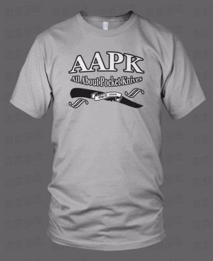 Athletic Grey Colored All About Pocket Knives (AAPK) T-Shirt - High Quality 6 oz. Heavyweight Cotton
