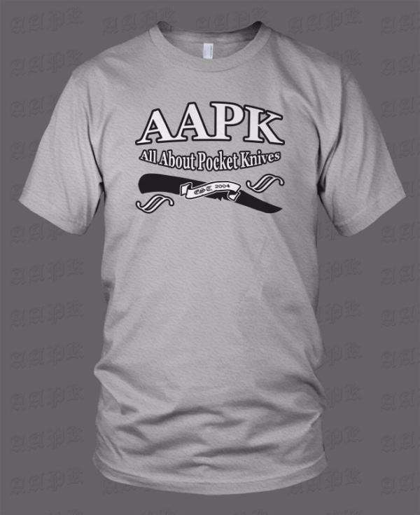 Athletic Grey Colored All About Pocket Knives (AAPK) T-Shirt - High Quality 6 oz. Heavyweight Cotton