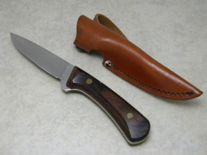 Western USA W83 G Wood Fixed Blade Sheath Knife c.1983
