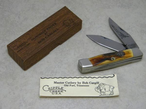 Cripple Creek Old Fort TN USA Bob Cargill Stag 1991 AMKCA Railsplitter Jack Knife in Box Cripple Creek Old Fort TN USA Bob Cargill Stag 1991 AMKCA Railsplitter Jack Knife in Box