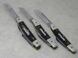 Fight'n Rooster Solingen Germany Buffalo Horn Ruby Encrusted Bolsters 3 Congress Knife Set 1 of 50