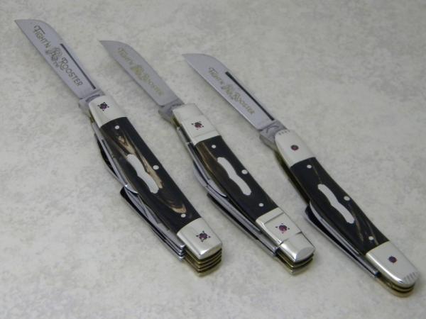 Fight'n Rooster Solingen Germany Buffalo Horn Ruby Encrusted Bolsters 3 Congress Knife Set 1 of 50 Fight'n Rooster Solingen Germany Buffalo Horn Ruby Encrusted Bolsters 3 Congress Knife Set 1 of 50