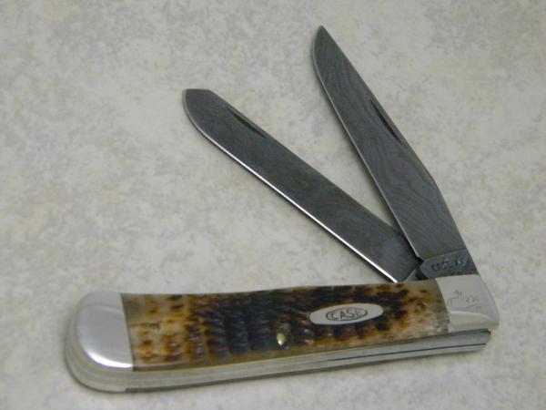 Case XX USA 1 Dot (1989) ROG6254 D Rogers Bone Damascus Trapper Knife Case XX USA 1 Dot (1989) ROG6254 D Rogers Bone Damascus Trapper Knife