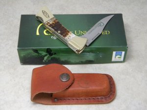 Case XX USA 2011 Bone 6158L SS Ducks Unlimited Lockback Knife & Pouch in Box