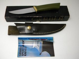 Gerber USA C425 Green Nylon Custom Series Fixed Blade Sheath Knife in Box Designed by Al Mar 1975