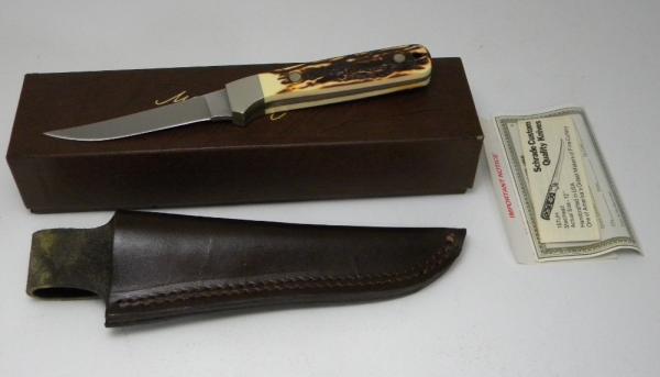 Schrade + USA 164UH Staglon Uncle Henry Badger Fixed Blade Sheath Knife in Box Schrade + USA 164UH Staglon Uncle Henry Badger Fixed Blade Sheath Knife in Box