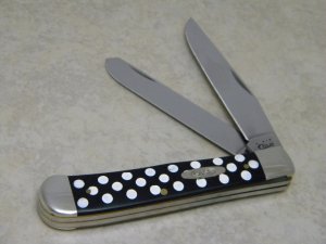 Case XX USA 2011 Slick Black with White Poka-Dots 2254 SS Trapper Knife 