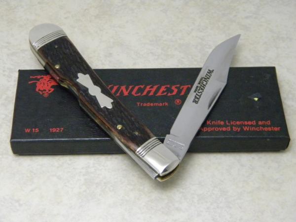 Winchester Trademark USA 1988 Bone 1950 Banana Lockback Knife in Box Winchester Trademark USA 1988 Bone 1950 Banana Lockback Knife in Box