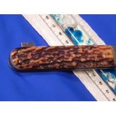 Vintage J A Henckels Friodur Single Blade Push Lock Large Hunting Pocket Knife Great Stag Handles Vintage J A Henckels Friodur Single Blade Push Lock Large Hunting Pocket Knife Great Stag Handles