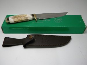 Hen & Rooster German Stainless Spain Stag HR4801 Fixed Blade Sheath Knife In Box