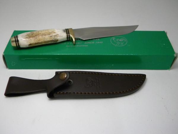 Hen & Rooster German Stainless Spain Stag HR4801 Fixed Blade Sheath Knife In Box