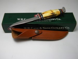 Case XX USA 2006 Genuine Stag 5 FINN Hunter Fixed Blade Sheath Knife in Box - Case Item # 05554