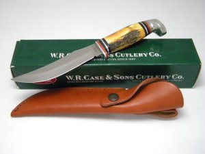 Case XX USA 2006 Genuine Stag 523-5 Hunter Fixed Blade Sheath Knife in Box - Case Item # 05551
