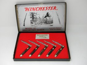 Winchester Trademark USA Model 37 Red Letter Series Pen Knife Set Lmtd Edition 1 of 2000 c. 1988