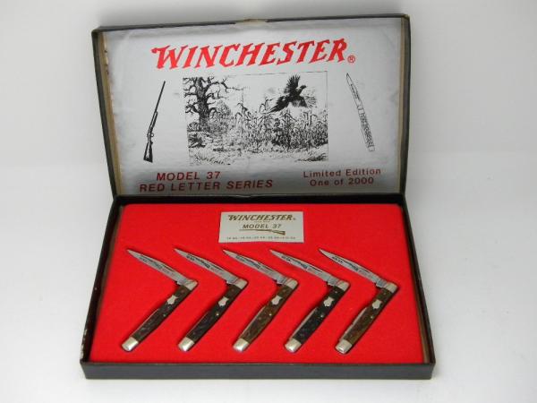 Winchester Trademark USA Model 37 Red Letter Series Pen Knife Set Lmtd Edition 1 of 2000 c. 1988