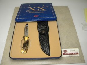 Case XX USA 2007 SS Genuine Stag 524-3 1/ 4 Deer Hunter Fixed Blade Sheath Knife in Box 