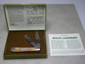 Boker Solingen Germany 2525 LTD. Bone White Lightning Trapper Knife in Box c.1980