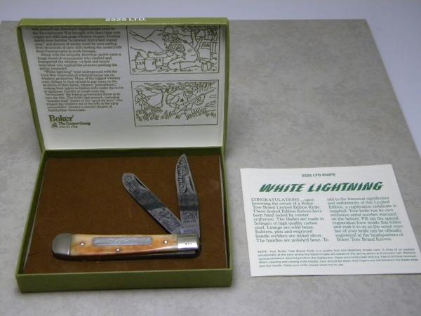 Boker Solingen Germany 2525 LTD. Bone White Lightning Trapper Knife in Box c.1980 Boker Solingen Germany 2525 LTD. Bone White Lightning Trapper Knife in Box c.1980