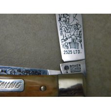 Boker Solingen Germany 2525 LTD. Bone White Lightning Trapper Knife in Box c.1980 Boker Solingen Germany 2525 LTD. Bone White Lightning Trapper Knife in Box c.1980