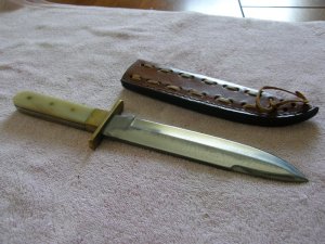 Unmarked Bowie Knife and sheath