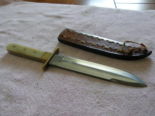 Unmarked Bowie Knife and sheath Unmarked Bowie Knife and sheath