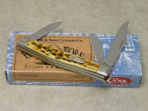 Case XX USA 2003 Antique Bone 6344 Pocket Worn SS Stockman Knife in Box