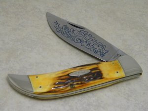 Case XX Hand Made USA 3 Dot (1977) Stag 5172 SSP Blue Scroll Clasp Knife