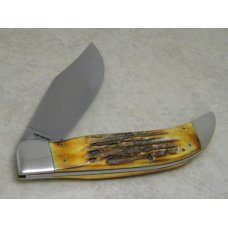 Case XX Hand Made USA 3 Dot (1977) Stag 5172 SSP Blue Scroll Clasp Knife Case XX Hand Made USA 3 Dot (1977) Stag 5172 SSP Blue Scroll Clasp Knife