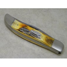 Case XX Stainless USA 3 Dot (1977) Stag 5265 SAB SSP Blue Scroll Folding Hunter Knife