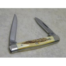 Case XX Stainless USA 3 Dot (1977) Stag 5233 SSP Blue Scroll Pen Knife Case XX Stainless USA 3 Dot (1977) Stag 5233 SSP Blue Scroll Pen Knife