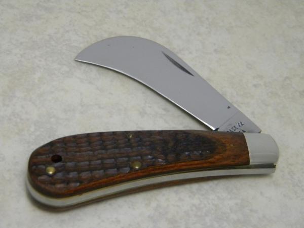 Case XX USA 1 Dot (1979) Laminated Wood 61011 Hawkbill Pruner Knife