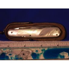Antique J A Henckels 7 blade multi-use knife with flawless fiery Mother of Pearl handles +Orig Pouch Antique J A Henckels 7 blade multi-use knife with flawless fiery Mother of Pearl handles +Orig Pouch