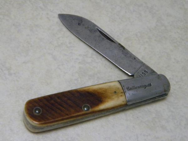 Cattaraugus Cutlery Co. Model 1139 Genuine Saw Cut Bone 1 Blade Barlow Knife