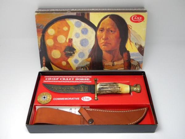 Case XX USA 7 Dot (1983) Stag Chief Crazy Horse Commemorative Fixed Blade Knife in Box Case XX USA 7 Dot (1983) Stag Chief Crazy Horse Commemorative Fixed Blade Knife in Box