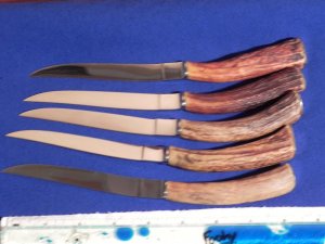 Vintage, J.A. Henckels Friodur Set of 5 Steak Knives, Made in Solingen Germany & Stag Handles -Rare!
