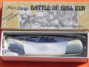 Vintage Frost Cutlery (Custom Design) Fiery Mother of Pearl Folding Hunter LockBlade Mdl #F316 -RARE