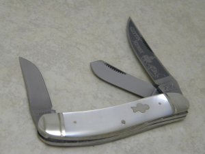 Bulldog Brand Solingen Germany Pit Bulls Pearl "Cuttin Horse" 3 Blade Sowbelly Stockman Knife