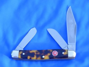 Vintage Hand Honed J A Henckels HK-3-T, 3 blade Stockman knife with Faux Tortoise Shell handles -NOS