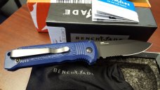 Benchmade 4400SBK-1 Casbah AUTO 3.4" Black S30V Drop Point Combo Blade, Blue Textured Grivory Handle Benchmade 4400SBK-1 Casbah AUTO 3.4" Black S30V Drop Point Combo Blade, Blue Textured Grivory Handle